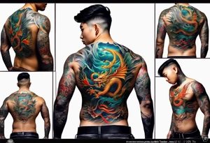 Semi muscular back tattoo that is inspired by the yakoza tattoos, don’t take the whole back, just the middle, and put a dragon in it tattoo idea