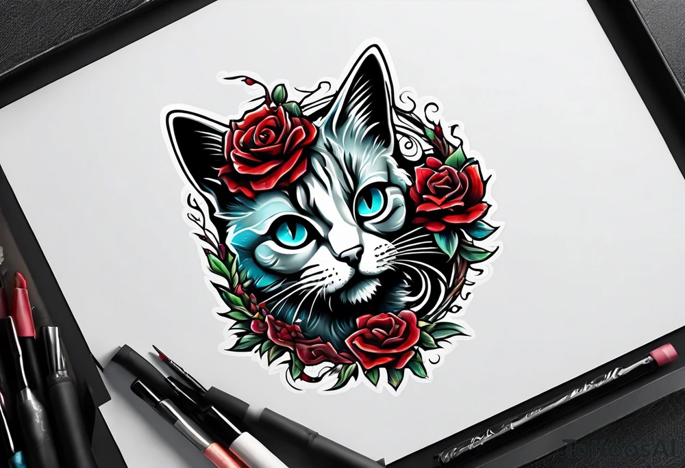 A zombie cat tattoo idea
