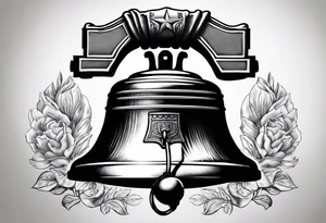 A Liberty Bell with the name Valor and the date 06.29.2019 tattoo idea