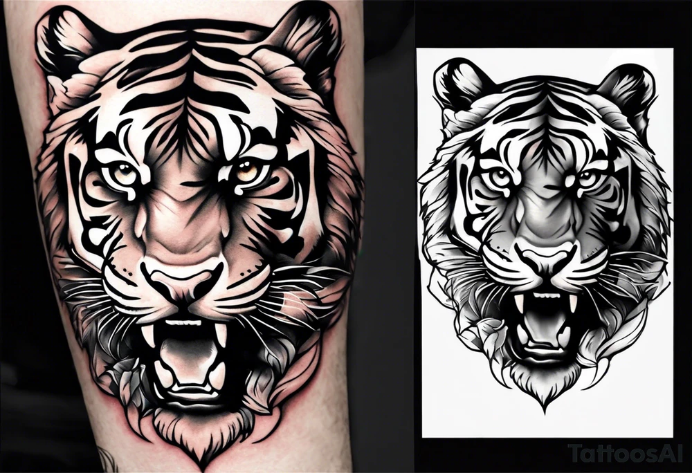safari tiger forearm and rose hand tattoo tattoo idea