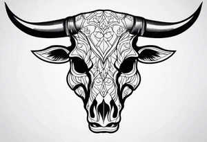 skull of a bull with a line frame tattoo idea