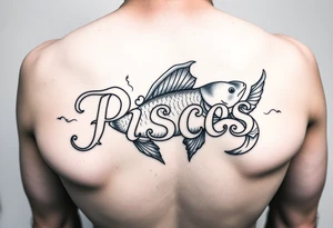From the word “Pisces” around the word female characteristics of the zodiac sign tattoo idea