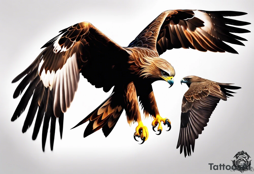 I want a tattoo for my daughter, her name is Daya which means black kite. I also love natur and I'm a climate change activist. Make the black kite soft, little more child like. For small tattoo. Lass details tattoo idea