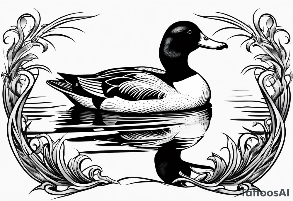 Hunting decoy Duck with a conducting stick tattoo idea