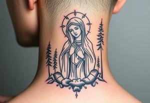 virgin mary in a russian wilderness setting tattoo idea