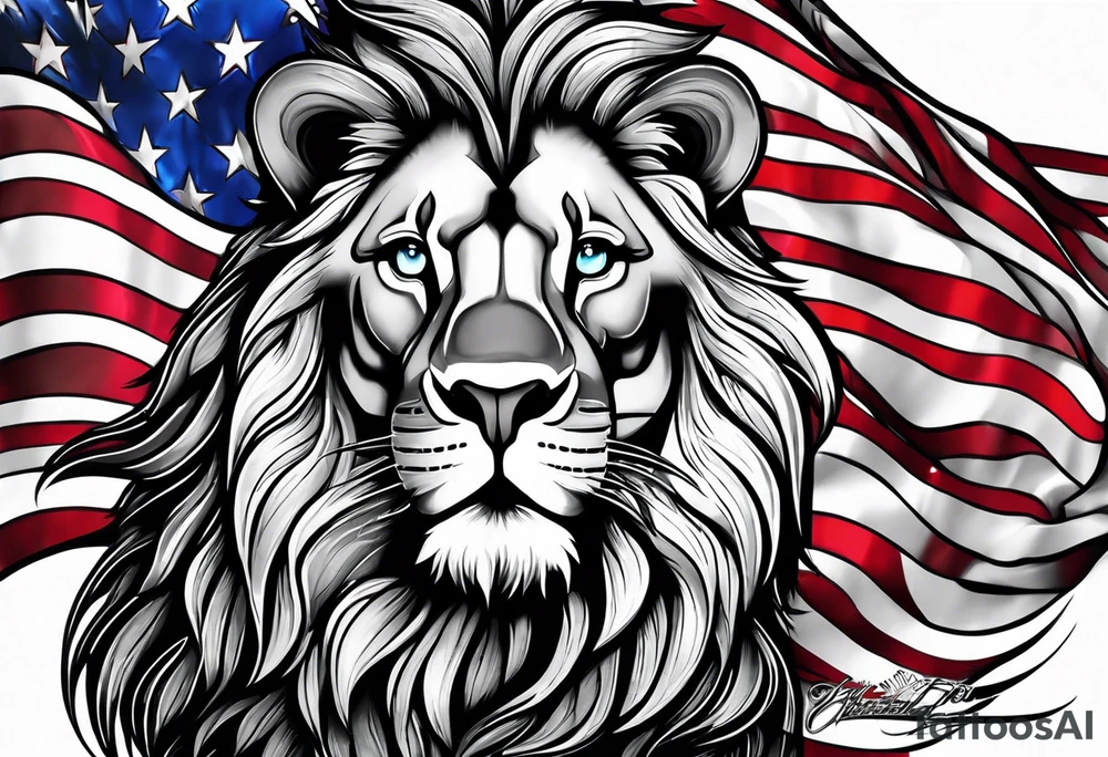 Lion American flag tattoo idea