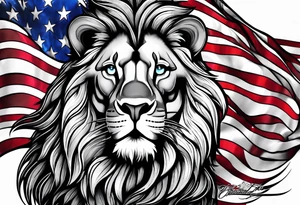 Lion American flag tattoo idea