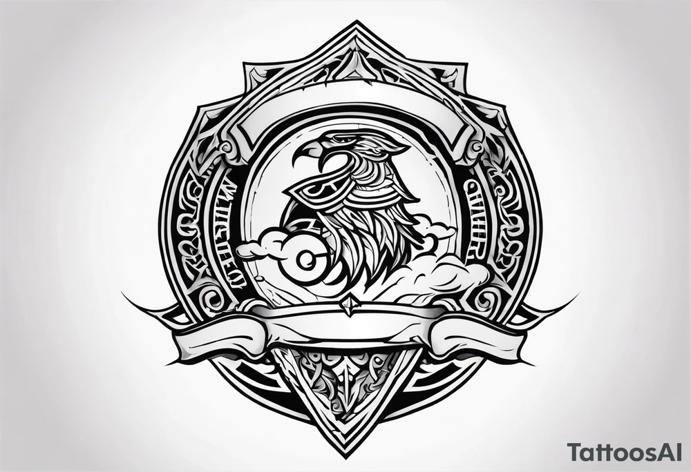 Valhalla round shield 
 cloud axe tattoo idea