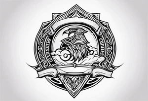 Valhalla round shield 
 cloud axe tattoo idea