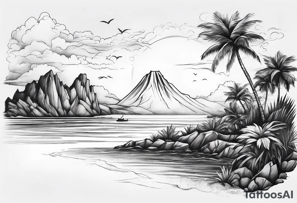 island background horizon tattoo idea