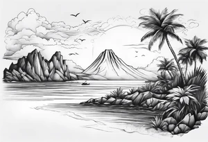 island background horizon tattoo idea