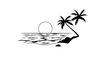 Sunset with ocean simple tattoo idea