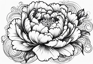 peony flowers in the waves tattoo idea