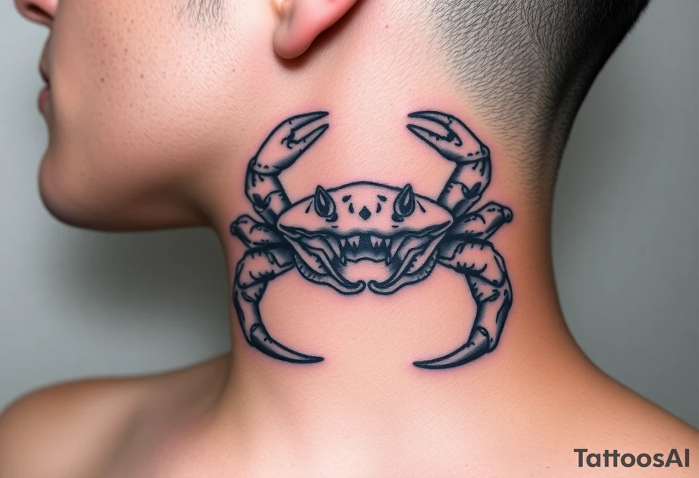 An angry crab with its claws raised tattoo idea