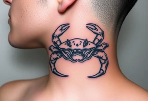 An angry crab with its claws raised tattoo idea