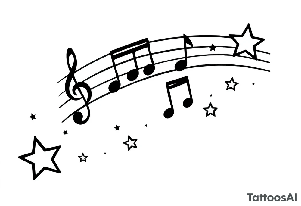 music notes and stars tattoo idea