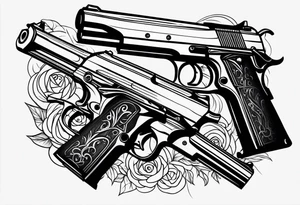 A murder scene of two guns man over the victims black siloets only tattoo idea