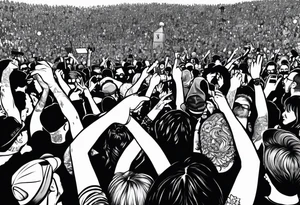 crowd near stage on rock concert tattoo idea