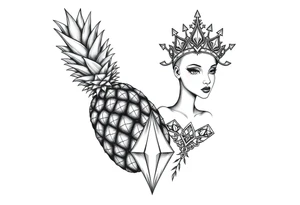 Pineapple,Pubic crown, diamond vagina and anus tattoo idea