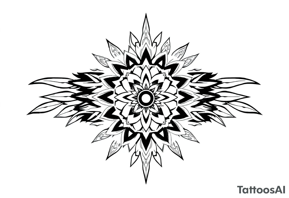 spiritual feather indian mandala shaman tattoo idea