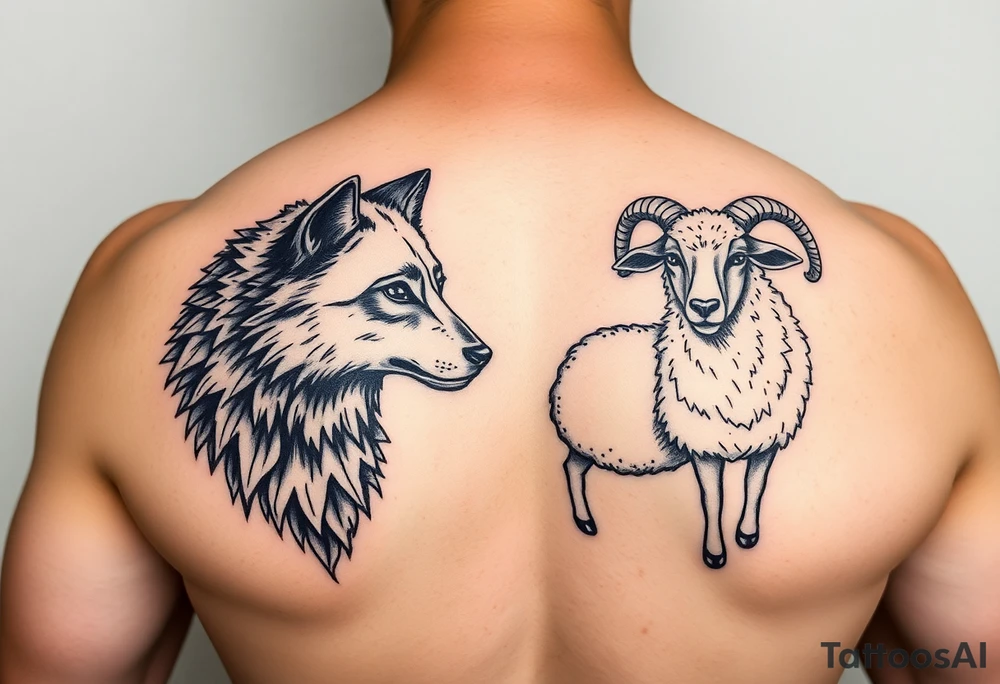 Wolf and sheep tattoo idea