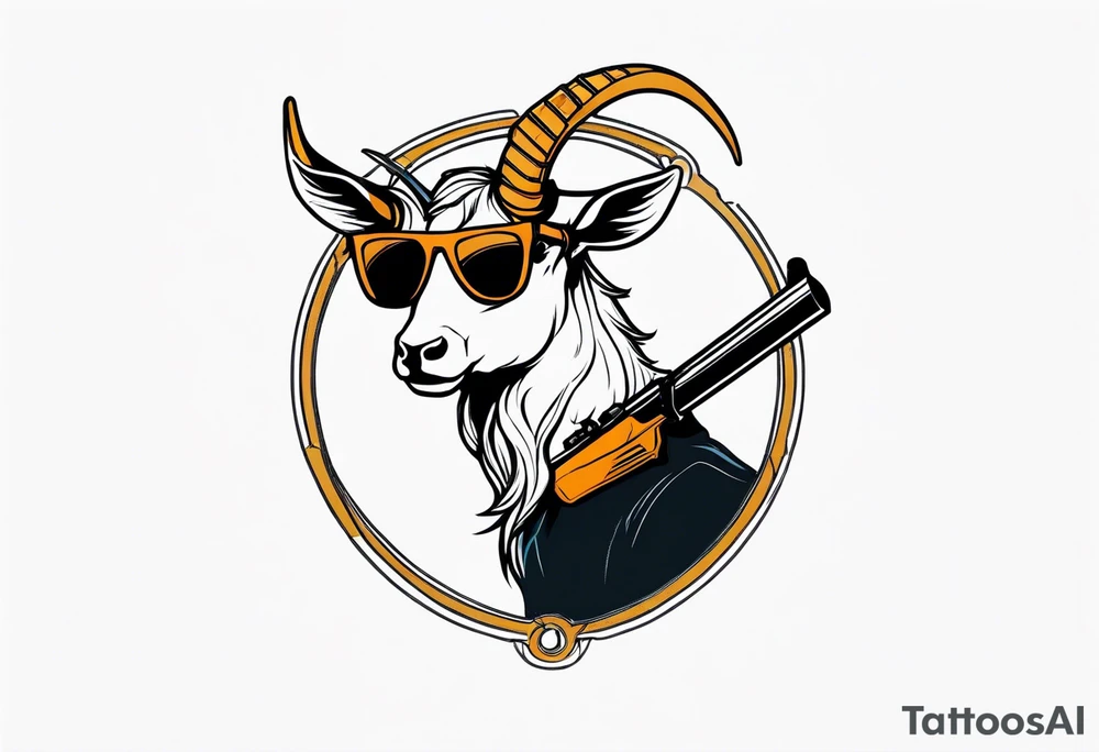 capricorn with sunglasses and a shotgun tattoo idea