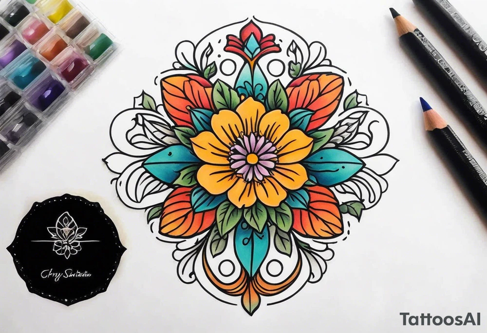 Flower gypsy earth tattoo idea