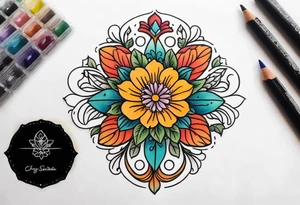 Flower gypsy earth tattoo idea