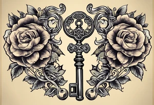couple tattoo of an antique key with 2016 on it. the key should look it unlocks her matching antique locket with 1999 on it. tattoo idea