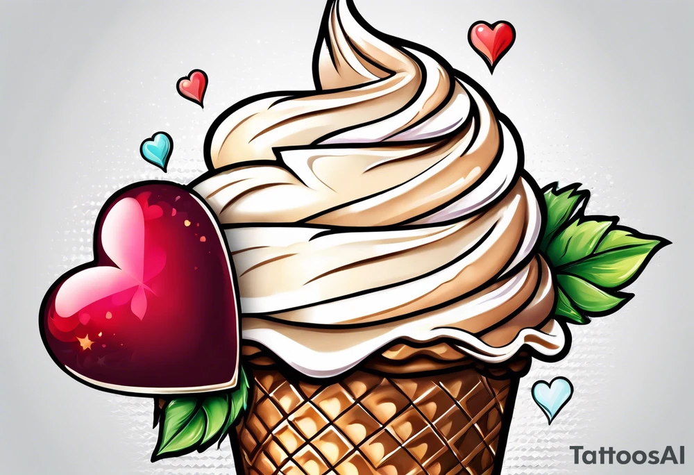 ice cream cone with small heart on it somewhere. tattoo idea
