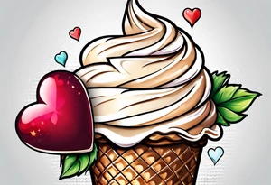 ice cream cone with small heart on it somewhere. tattoo idea