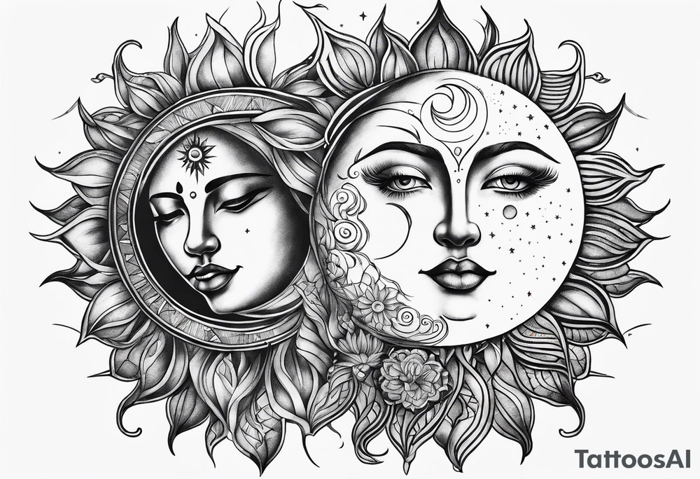Moon and sun tattoo idea