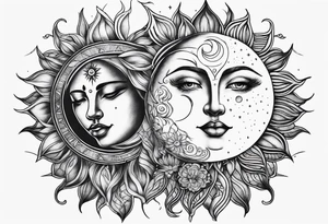 Moon and sun tattoo idea