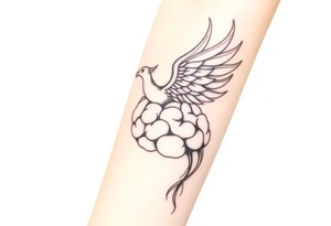 A phoenix flying out of a brain tattoo idea