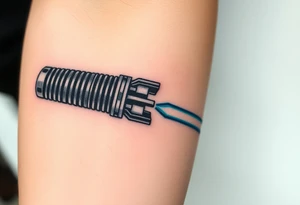 Light saber broken hilt realistic and complex tattoo idea