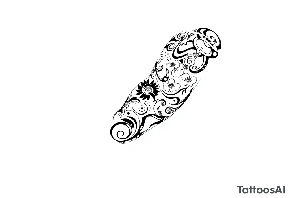 Tribal Sicilian sleeve with patterns
And symbols tattoo idea