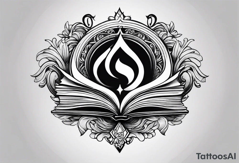 Twin flame symbol with a book. Lines only. tattoo idea