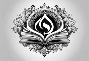 Twin flame symbol with a book. Lines only. tattoo idea