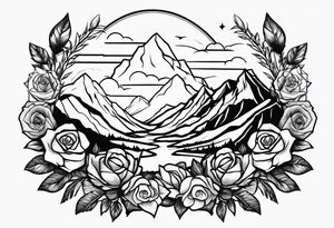 Mountain, rose and dessert tattoo idea