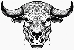 skull of a bull with a line frame, realistic tattoo idea