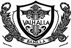 Valhalla fire sword shield barbed wire tattoo idea