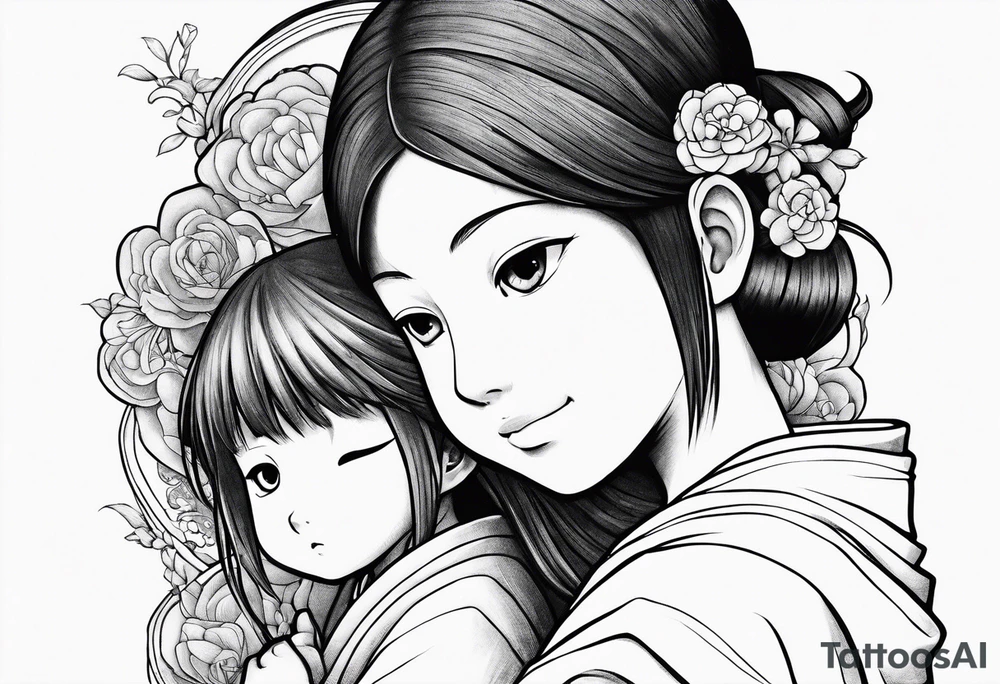 Spirited away Haku Chihiro hugging tattoo idea