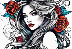 long hair flowing tattoo idea