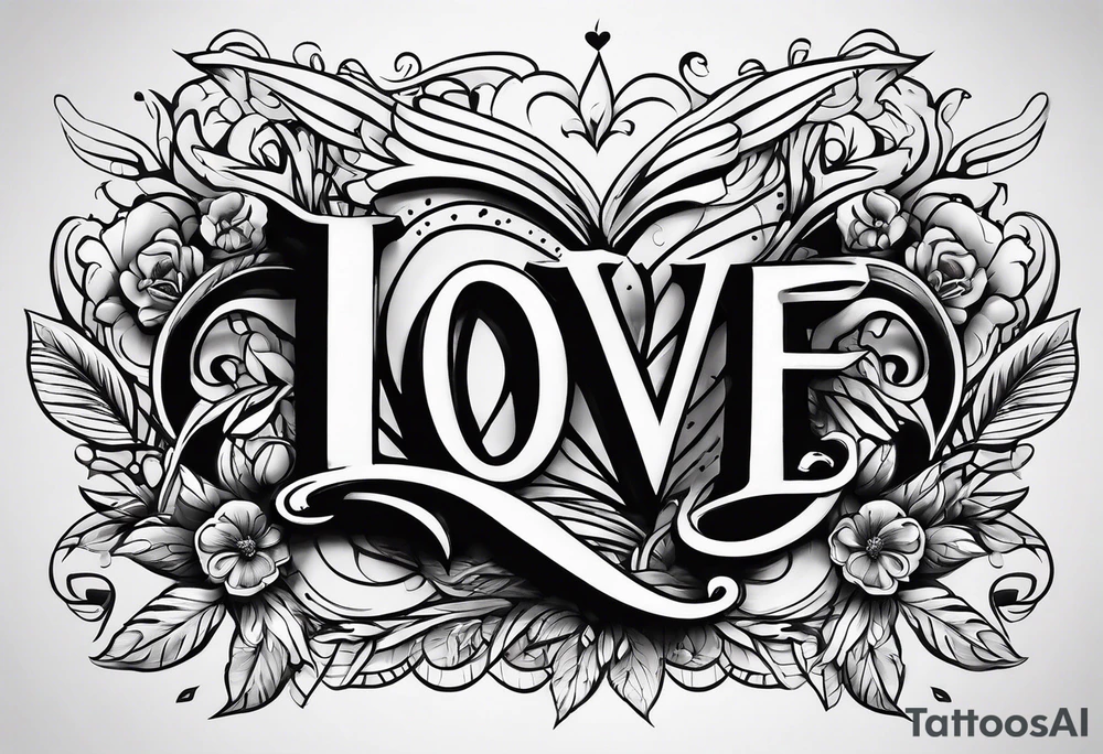 love us text tattoo idea