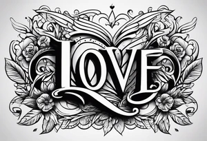 love us text tattoo idea