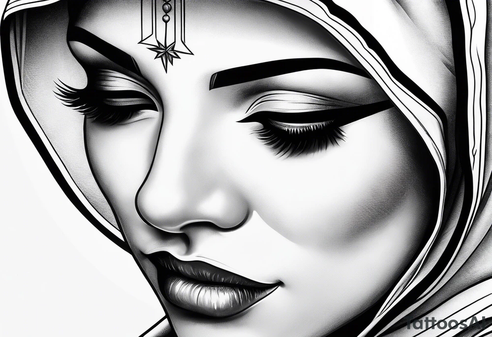 nun with nails in her eyes tattoo idea