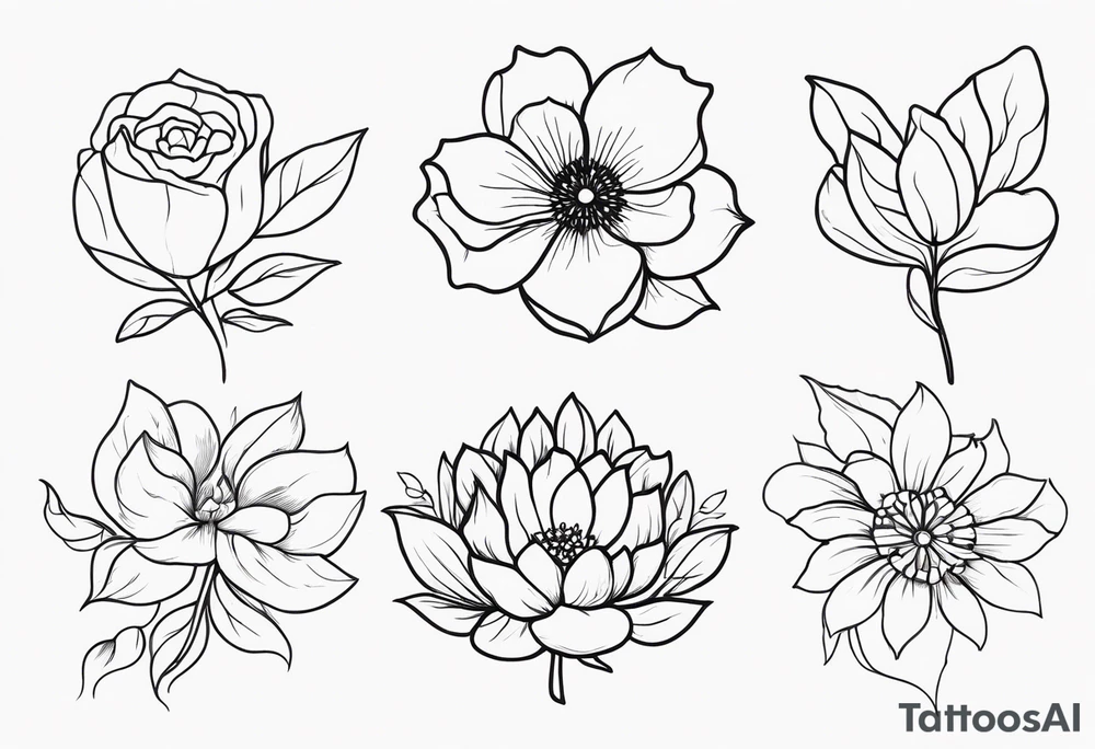 March April June November December birth flowers family tattoo tattoo idea