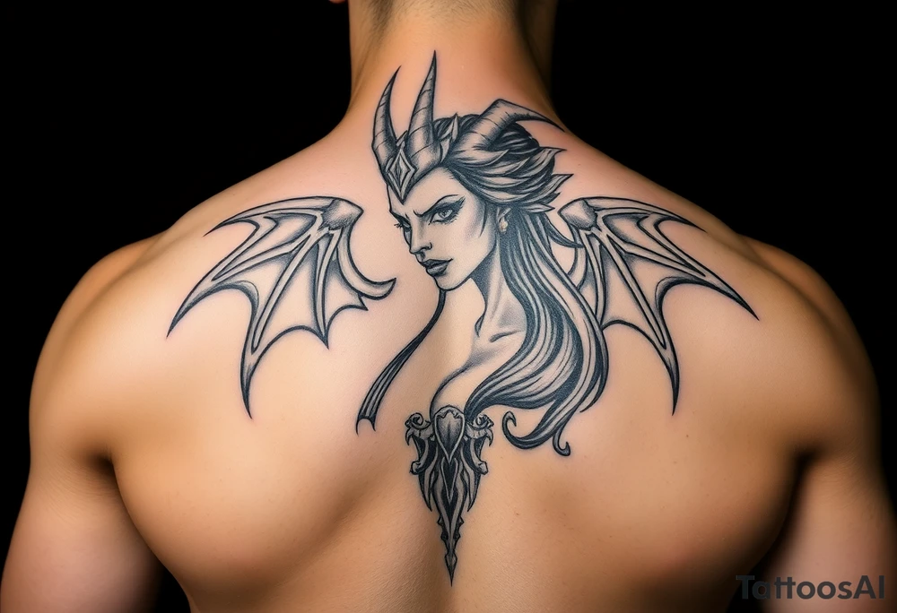 tribal demon woman tattoo idea