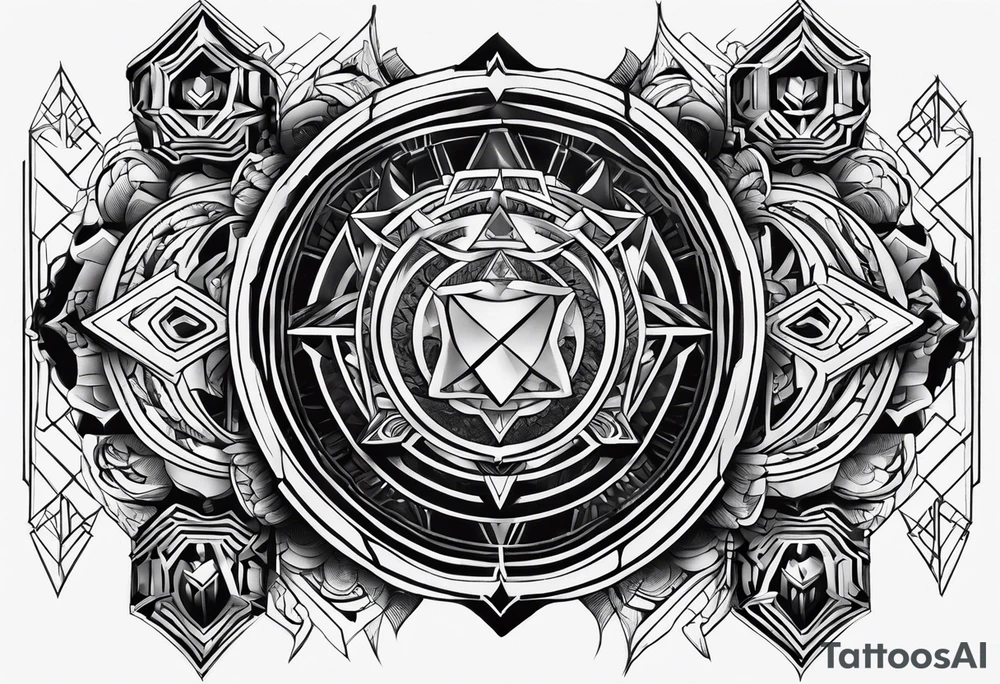 cyber sigilism forearm sleeve tattoo idea