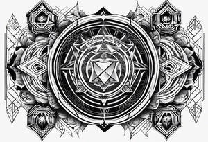 cyber sigilism forearm sleeve tattoo idea